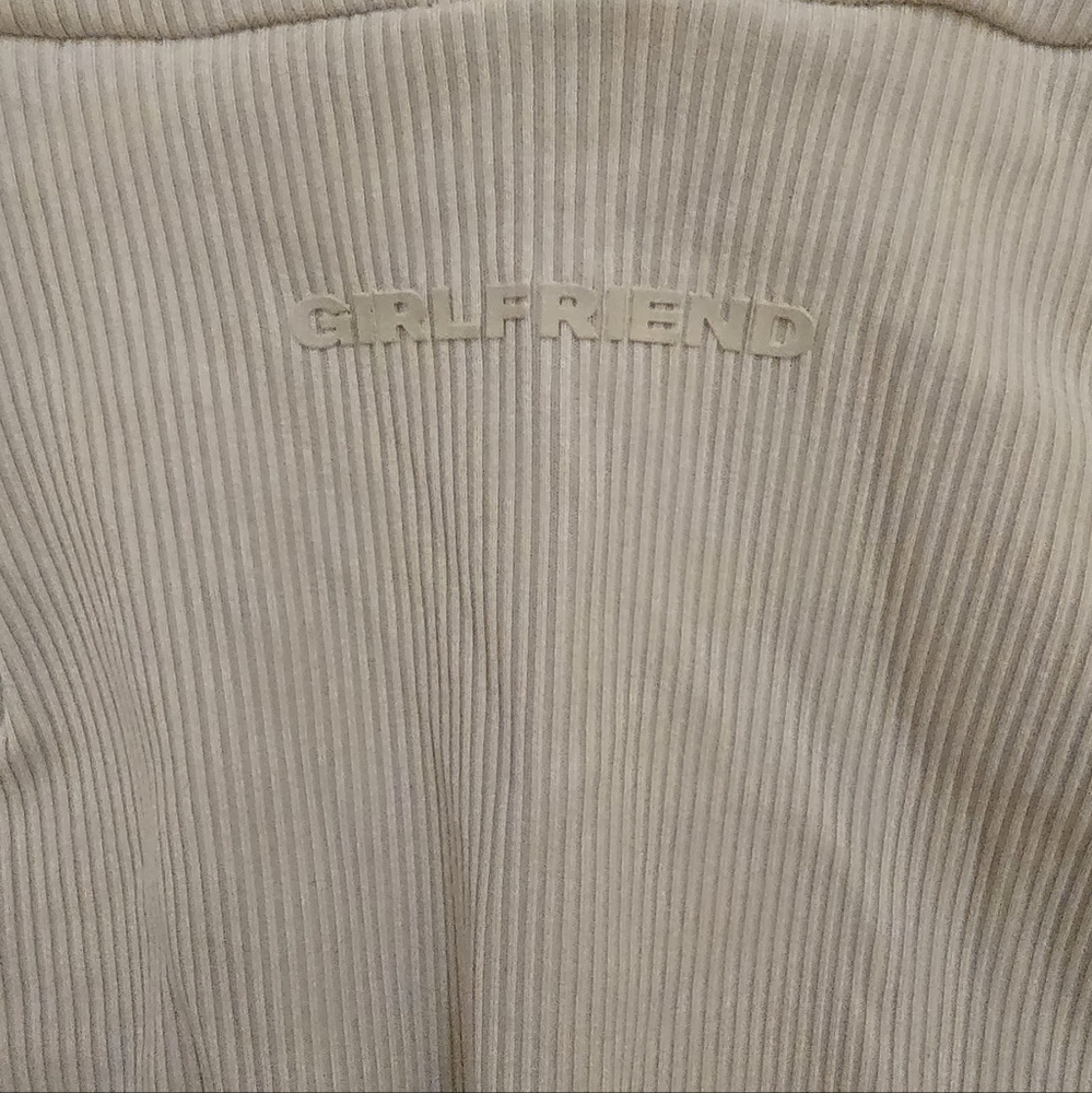 Girlfriend Collective Marble Amelia Ribbed V-Neck Bodysuit- Cream - Picture 4 of 4